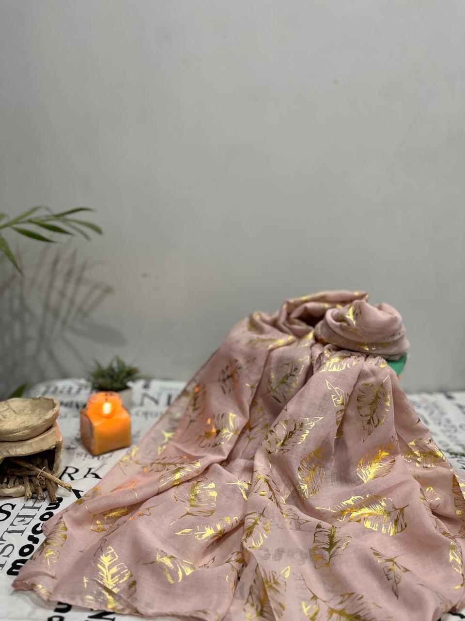 Plain Lawn Foil Print Hijabs