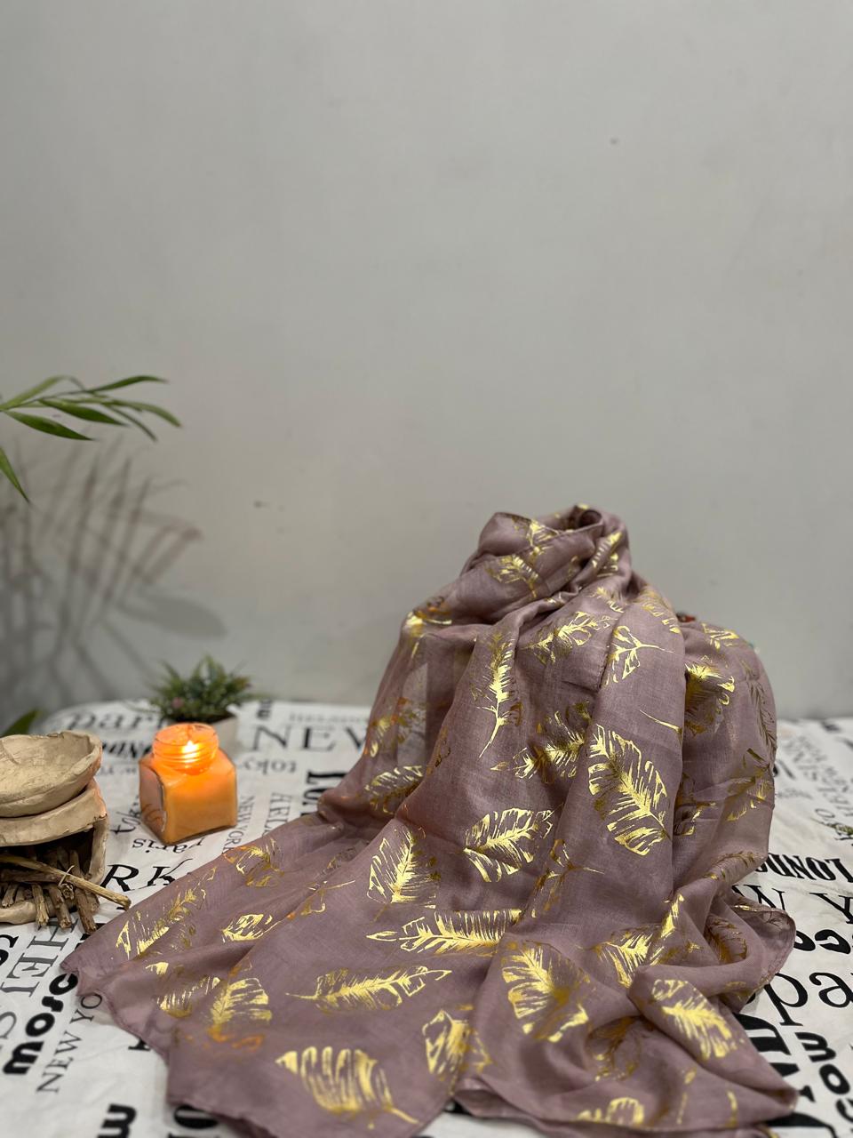 Plain Lawn Foil Print Hijabs