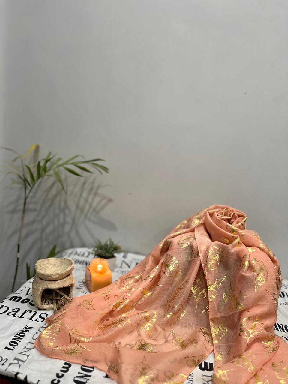 Plain Lawn Foil Print Hijabs