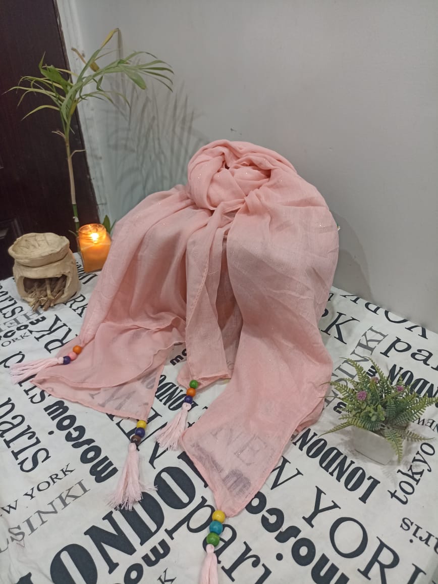 Lawn Glitter Wooden Tussel Hijabs