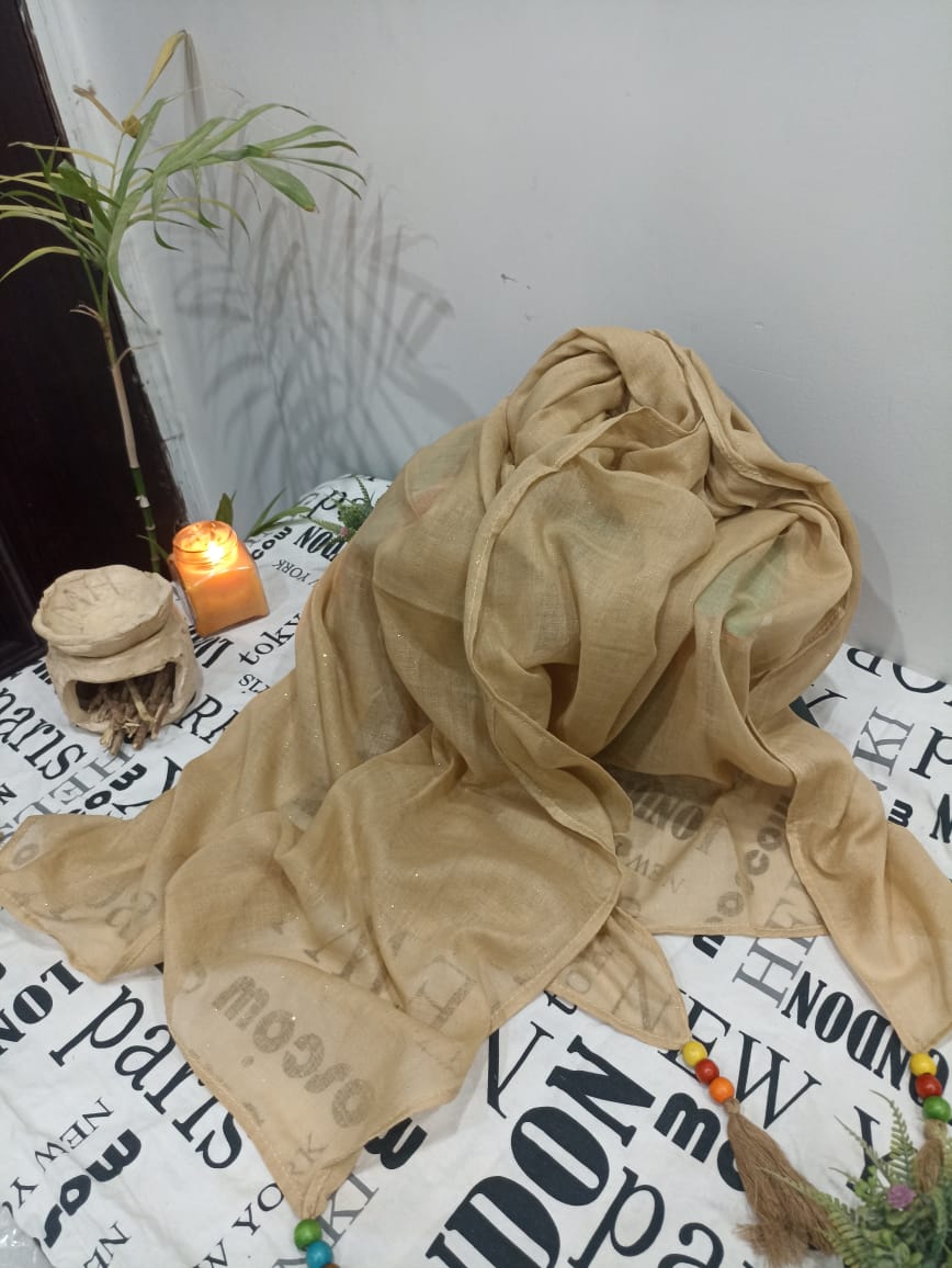 Lawn Glitter Wooden Tussel Hijabs