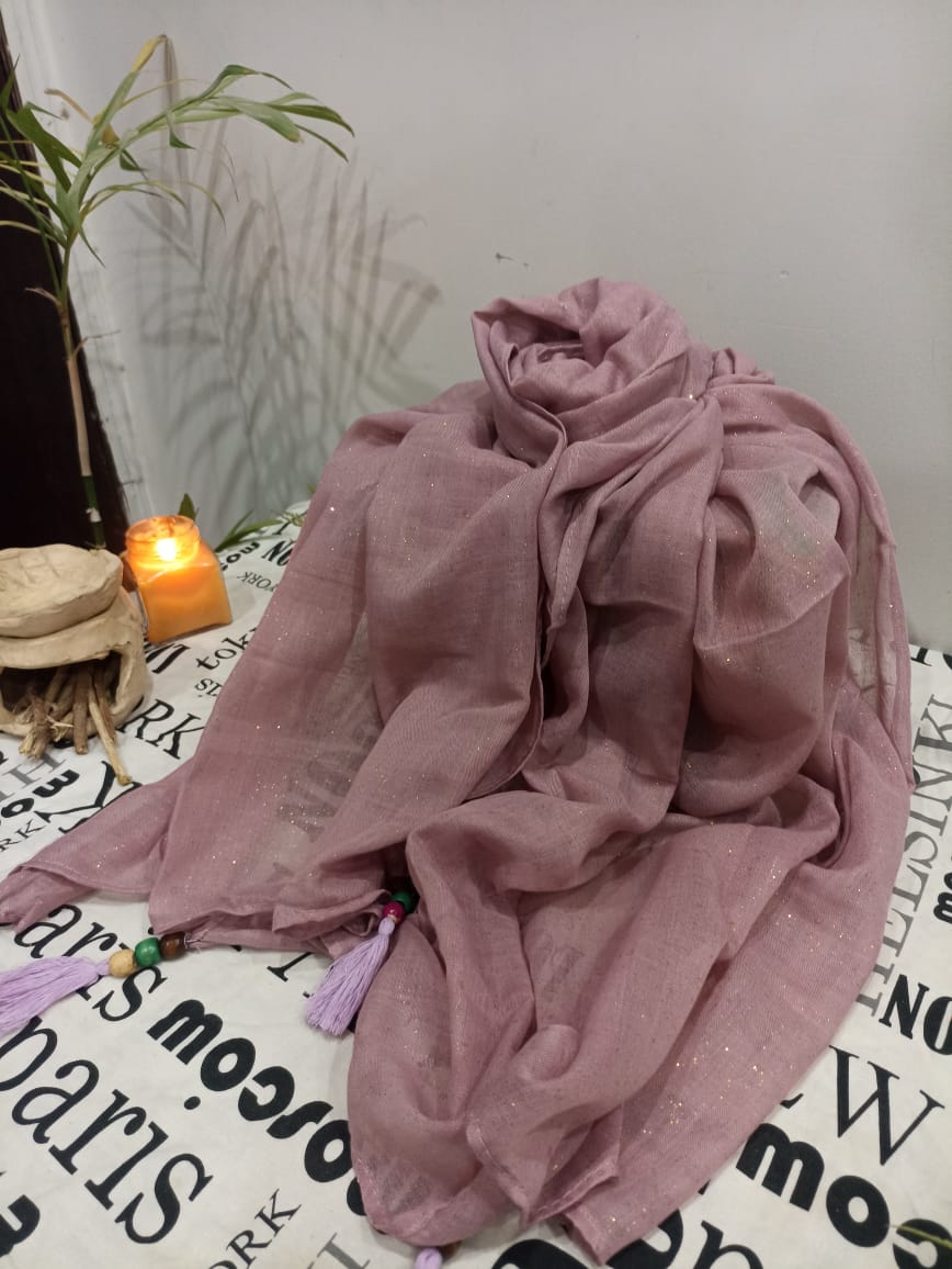 Lawn Glitter Wooden Tussel Hijabs